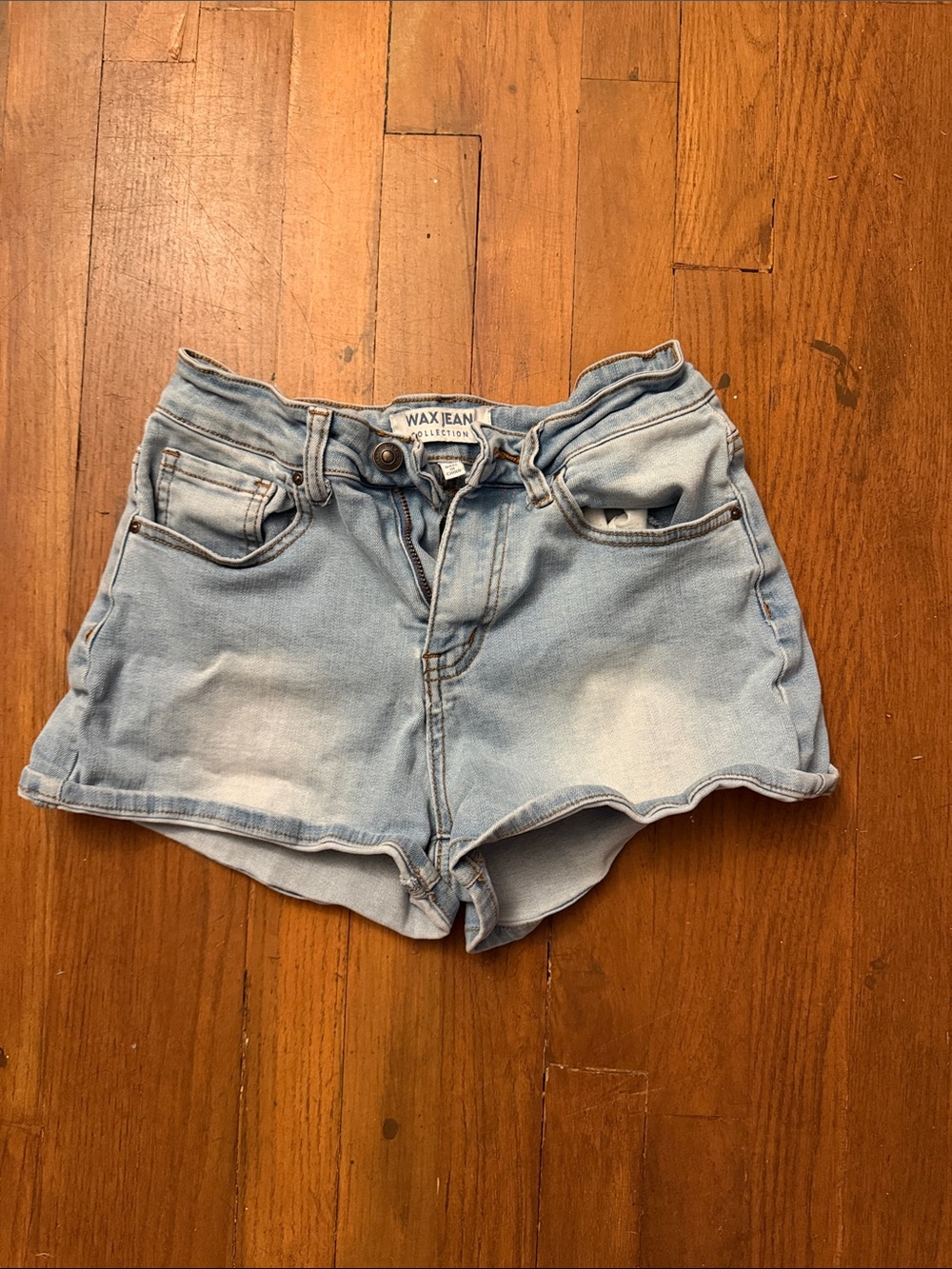 Wax Jean Light Blue High-Rise Denim Shorts